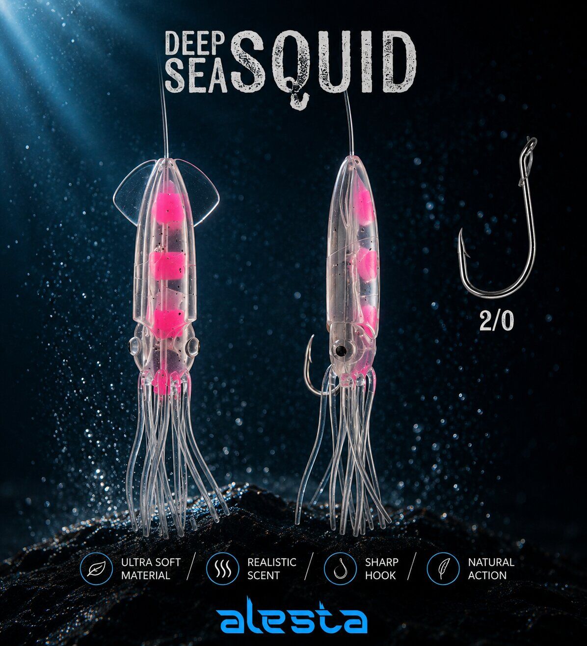 DEEP SEA SQUID X0297 3K 10CM 0.50 #2/0 WHITE PINK