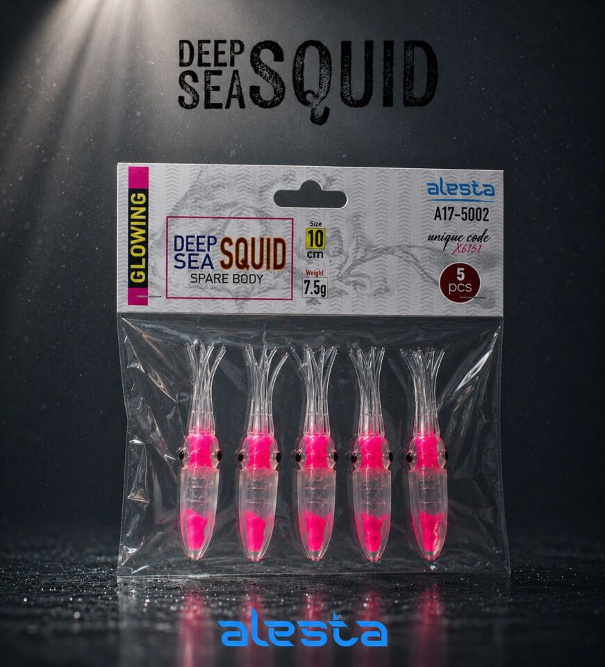 DEEP SEA SQUID BODY X6152 GLOW PINK 10CM 5P