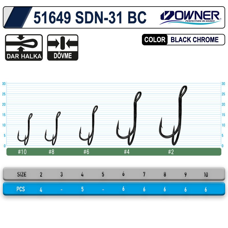 Owner 51649 Sdn-31Black Chrome  İkili İğne