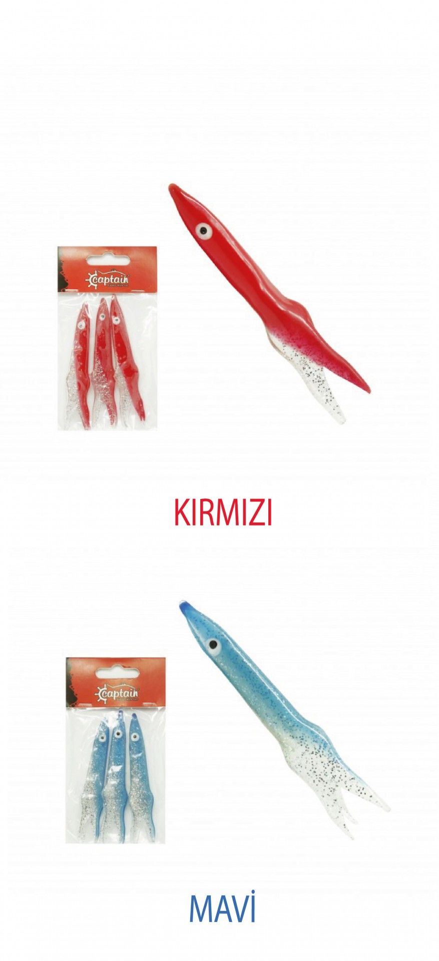 Captain 3580 Octopus Glitter 8cm Sübye 3'lü Paket Suni Yem