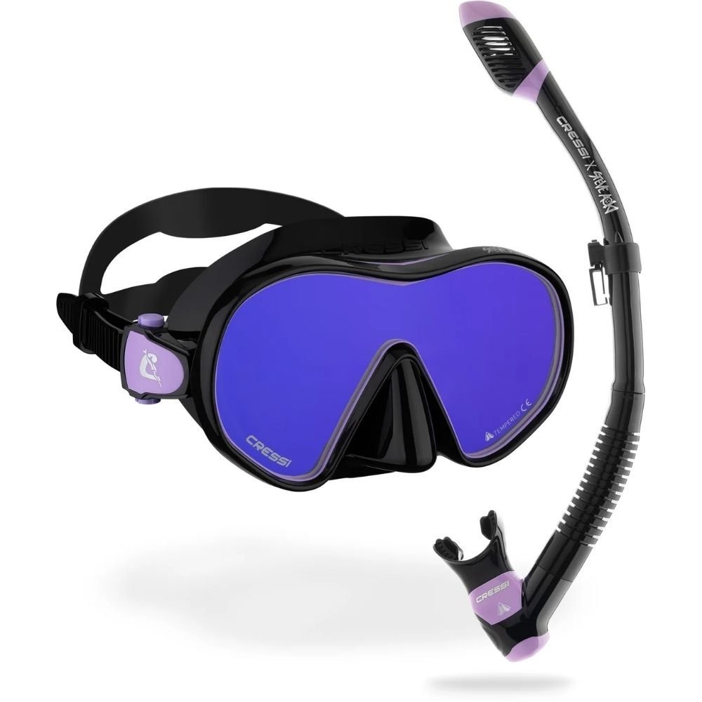 Cressi F-Dual Supernova Maske Şnorkel Seti BLACK/LILAC