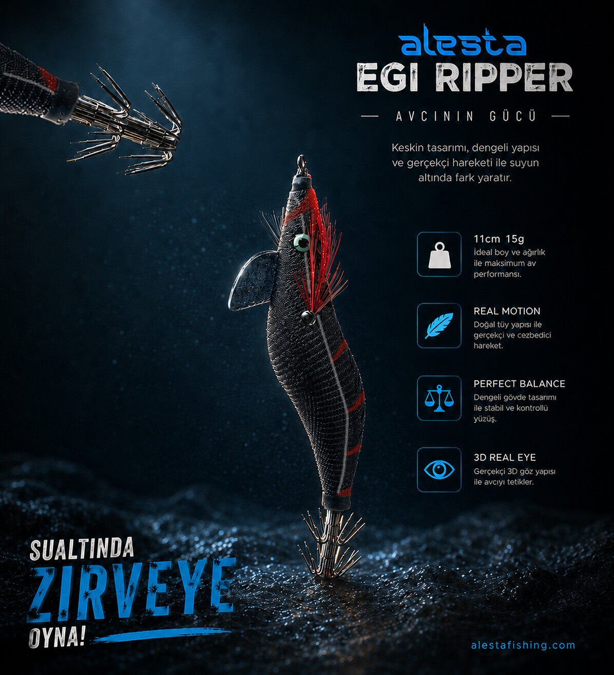 EGI RIPPER #3.0 X6753 11CM 15G SİYAH/KIRMIZI