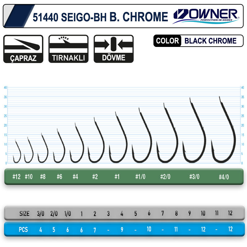 Owner 51440 Seigo-Bh Black Chrome İğne