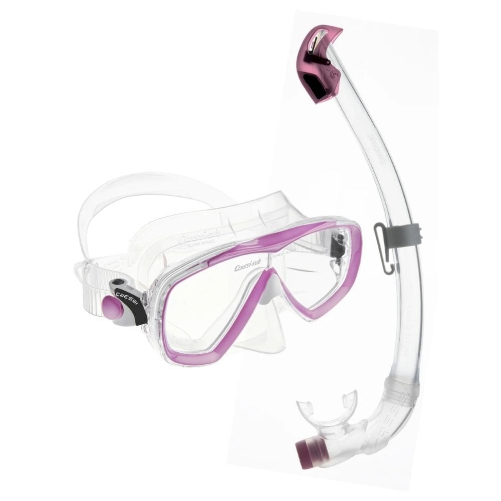 Cressi Estrella + Seal Dry Maske Şnorkel Seti CLEAR-PINK