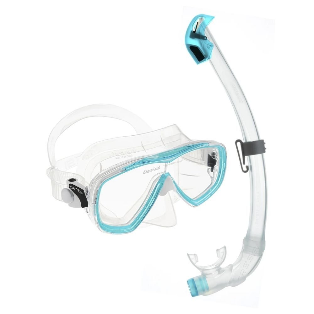 Cressi Estrella + Seal Dry Maske Şnorkel Seti CLEAR-AQUAMARINE