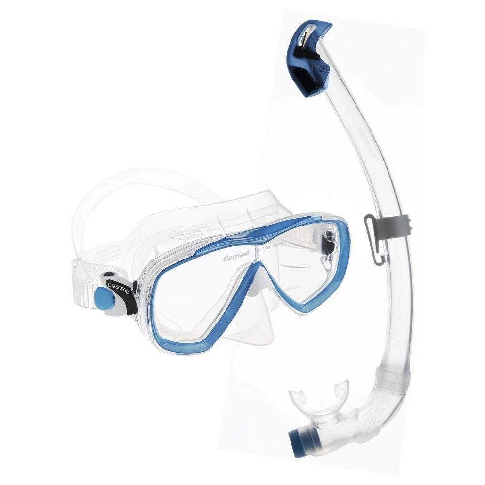 Cressi Estrella + Seal Dry Maske Şnorkel Seti CLEAR-AZURE