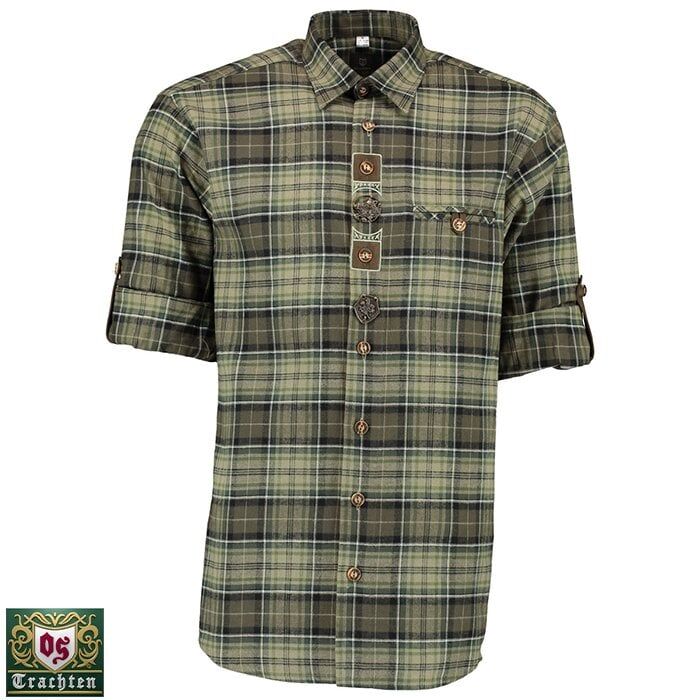 T. OS-Trachten Yeşil Erkek Gömleği Uzun Kol 37/38