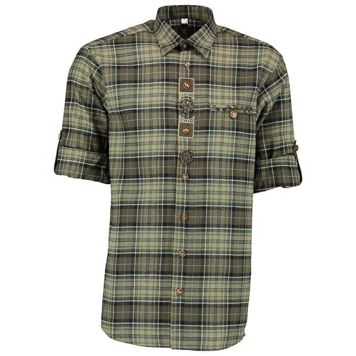 T. OS-Trachten Yeşil Erkek Gömleği Uzun Kol 37/38