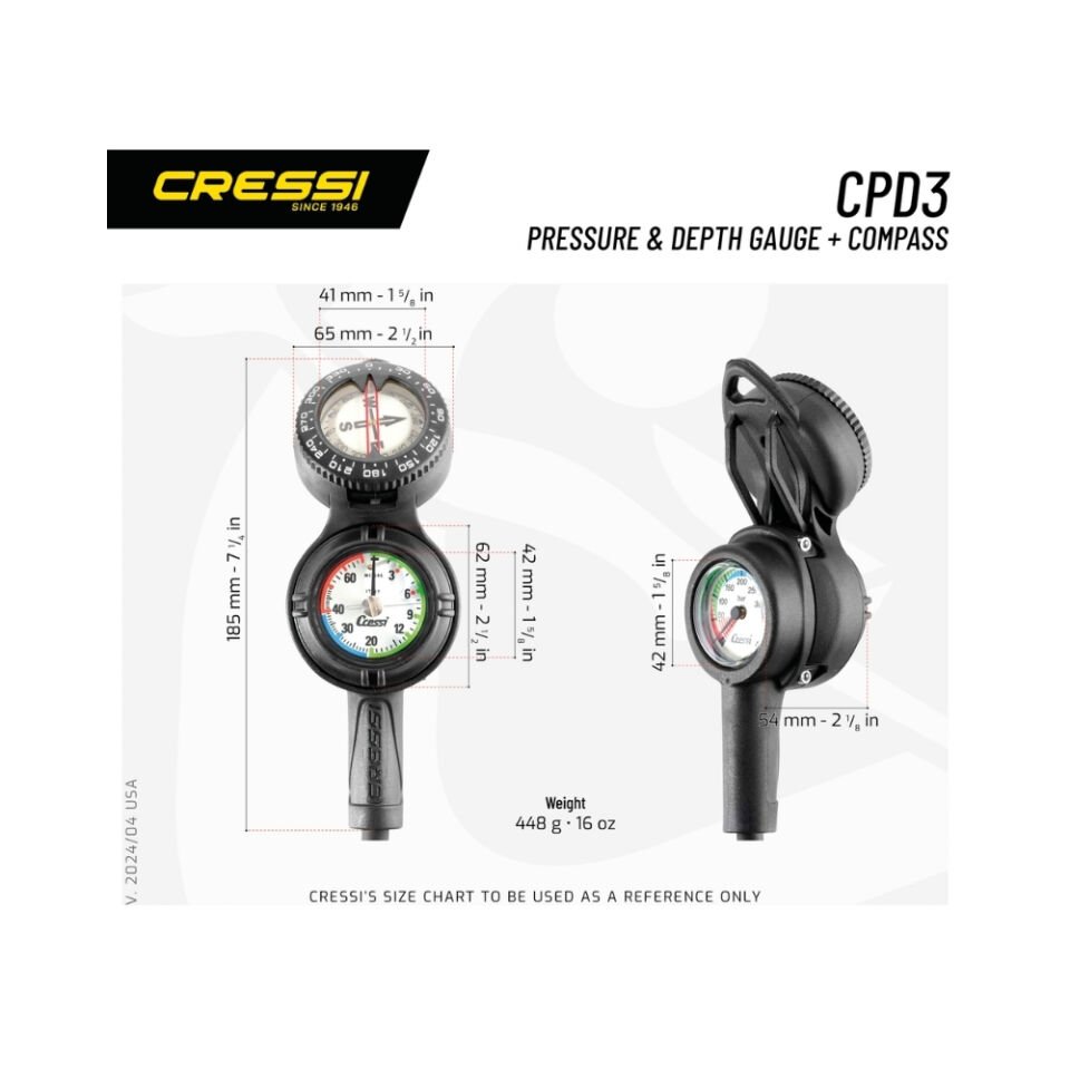 Cressi CPD3 Dalış Konsolu ve Derinlik Hesaplayıcı Standart
