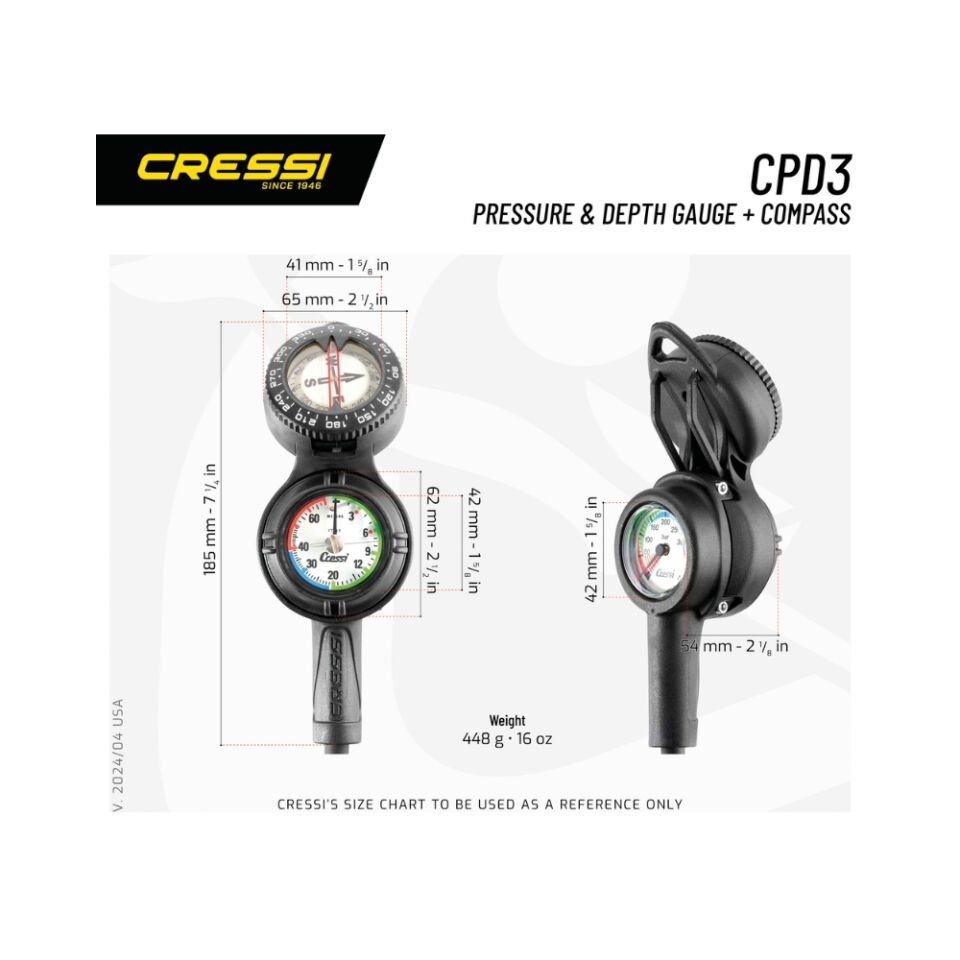 Cressi CPD3 Dalış Konsolu ve Derinlik Hesaplayıcı Standart