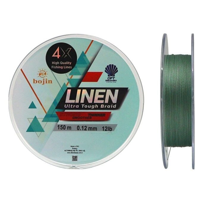DFT Bojin 4X Linen İp Misina 0.12 mm  150 m  Yeşil