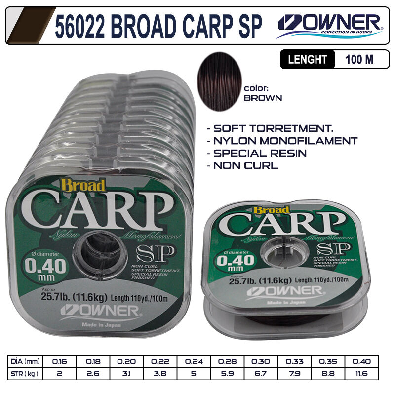Owner 56022 mm Broad Carp Sp 100m Brown Misina 10 Adetli