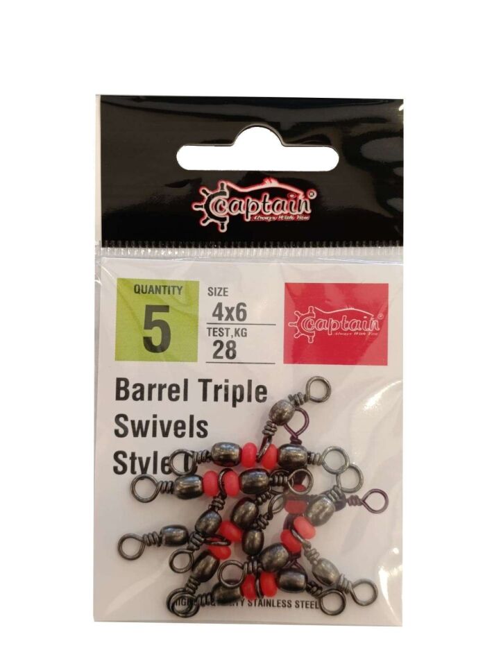 Captain 5129 Üçlü Boncuklu T Fırdöndü 5li Paket Black Nikel