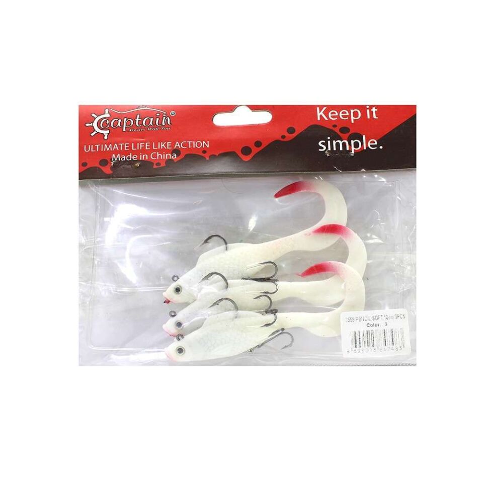 Captain 3559 Pencil Soft 10cm Levrek Silikonu 3lü Suni Balık 3