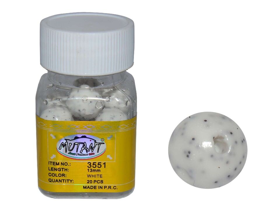 Mutant 3551 Walker Aromalı Silikon Boili 20li Kutu Suni Balık Yemi Beyaz