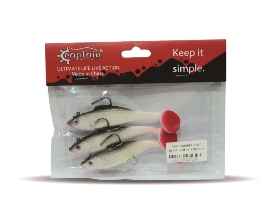Captain 3567 Cracker Soft 10cm Levrek Turna Silikonu 3lü Set Suni Balık