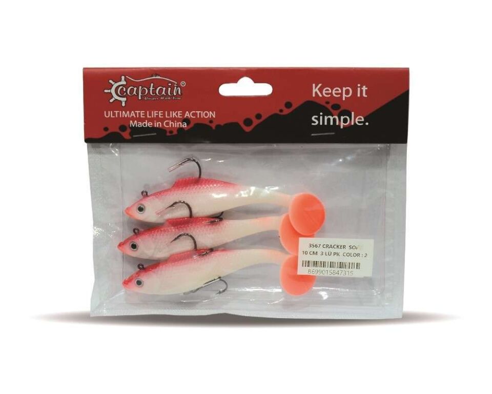 Captain 3567 Cracker Soft 10cm Levrek Turna Silikonu 3lü Set Suni Balık