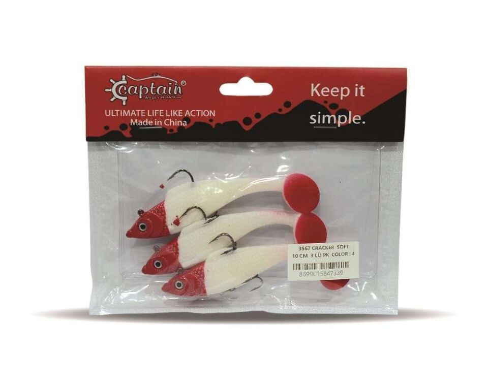 Captain 3567 Cracker Soft 10cm Levrek Turna Silikonu 3lü Set Suni Balık