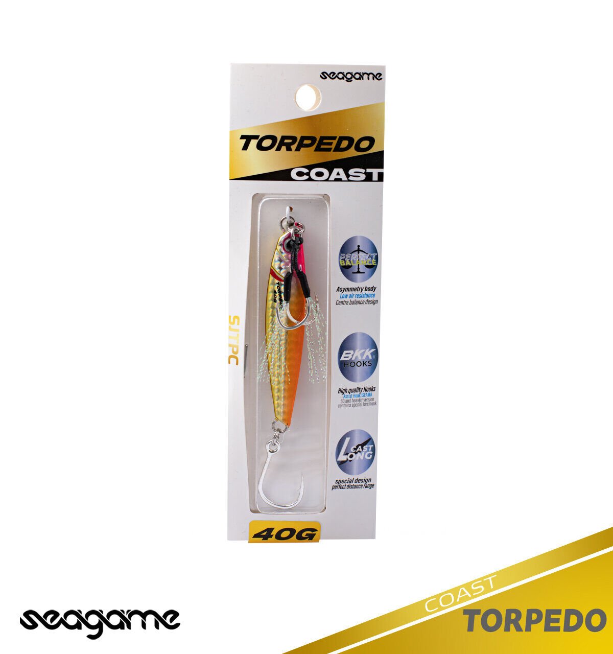 SEAGAME TORPEDO COAST 40G #204 ORANGE GOLD SHINY PINK HEAD