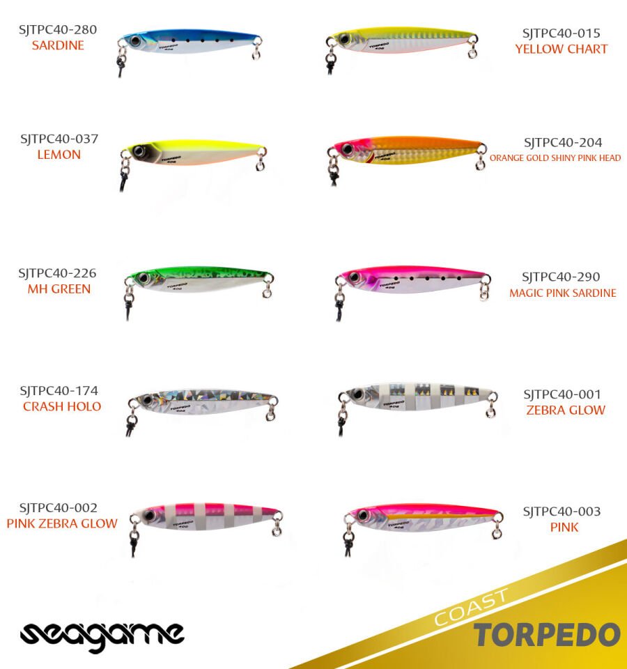 SEAGAME TORPEDO COAST 40G #204 ORANGE GOLD SHINY PINK HEAD