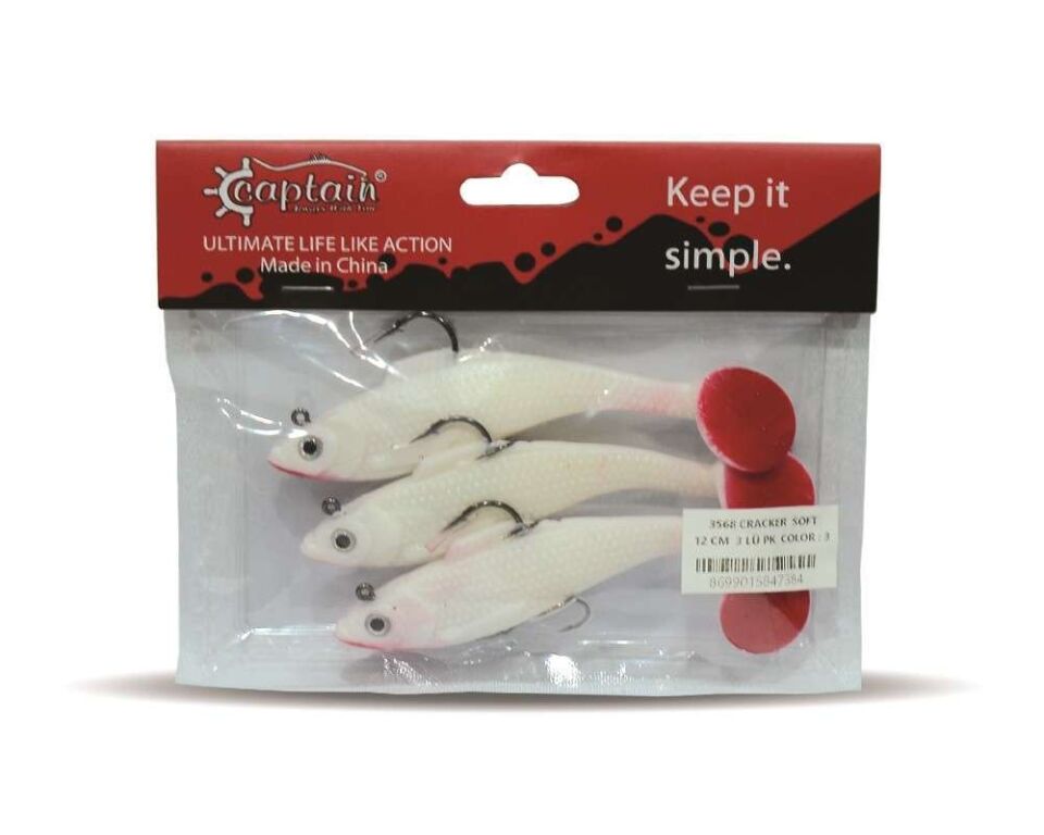 Captain 3568 Cracker Soft 12cm Levrek Turna Silikonu 3lü Set Suni Balık 3