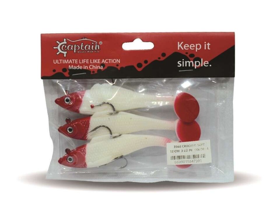 Captain 3568 Cracker Soft 12cm Levrek Turna Silikonu 3lü Set Suni Balık 4