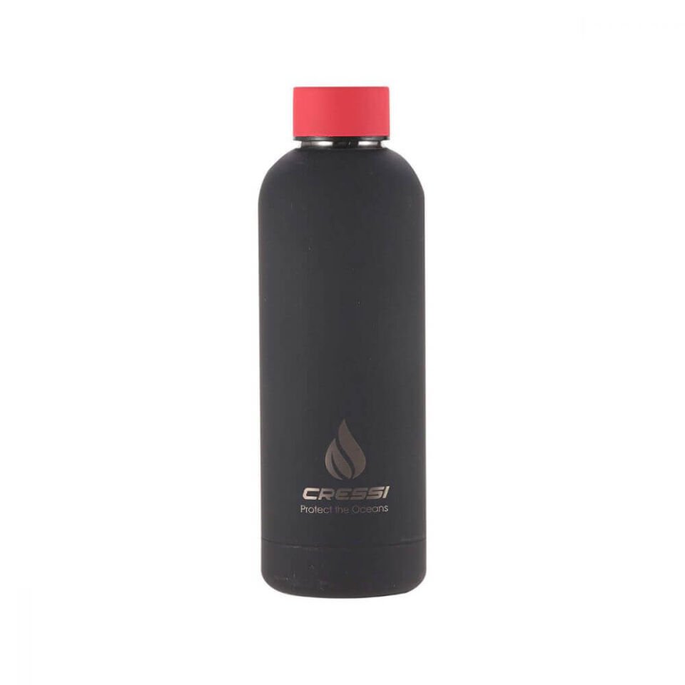 Cressi Kauçuk Kaplı Termal Suluk SİYAH - KIRMIZI - 500 ML
