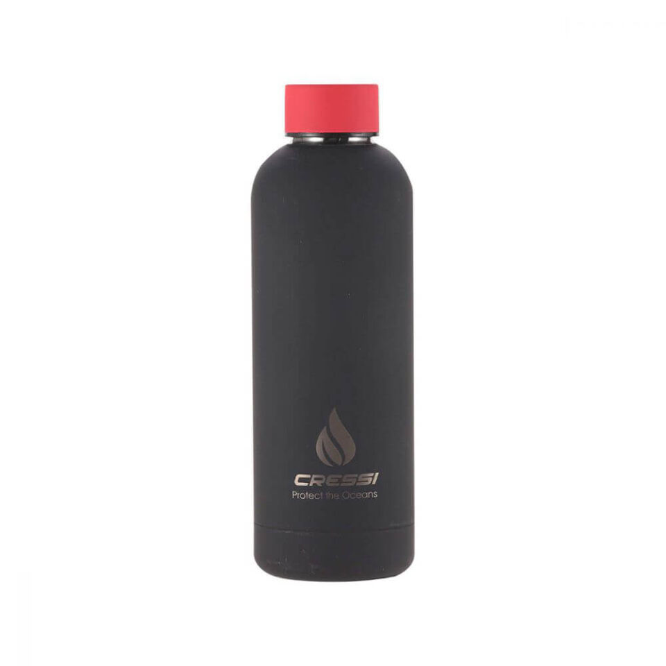 Cressi Kauçuk Kaplı Termal Suluk SİYAH - KIRMIZI - 500 ML