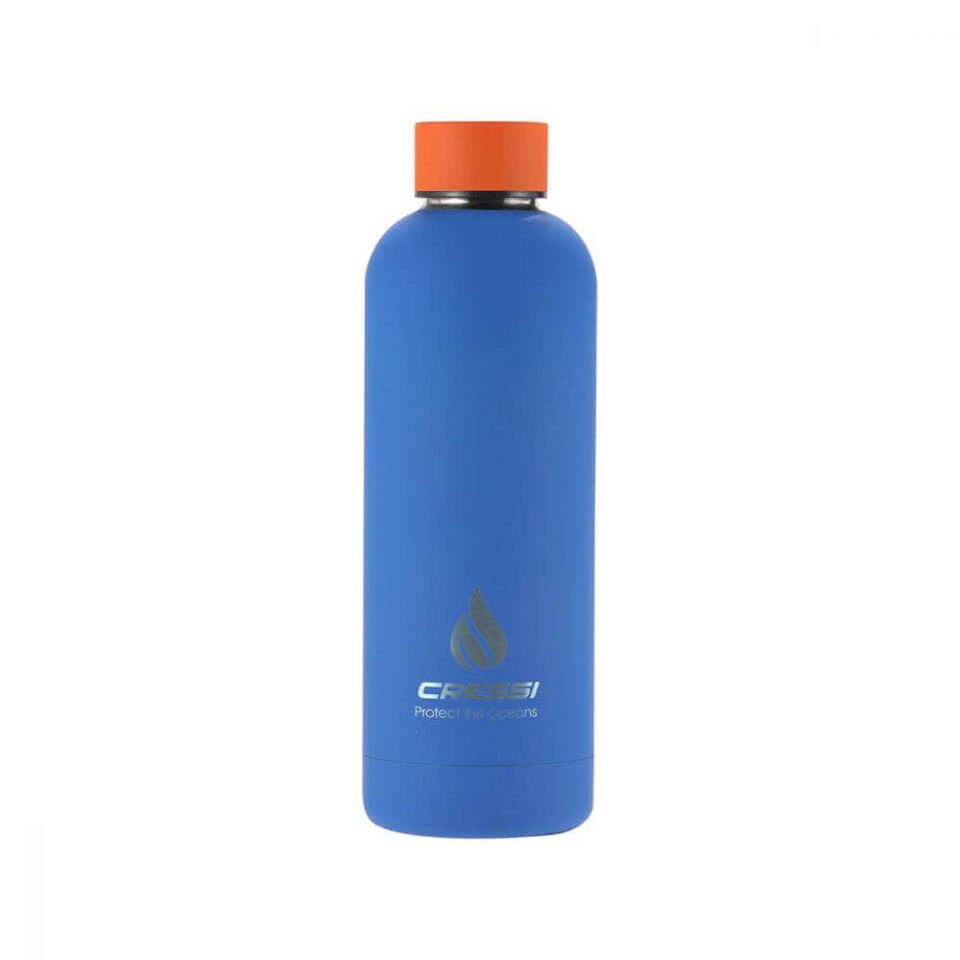 Cressi Kauçuk Kaplı Termal Suluk 500 ML - MAVİ - TURUNCU