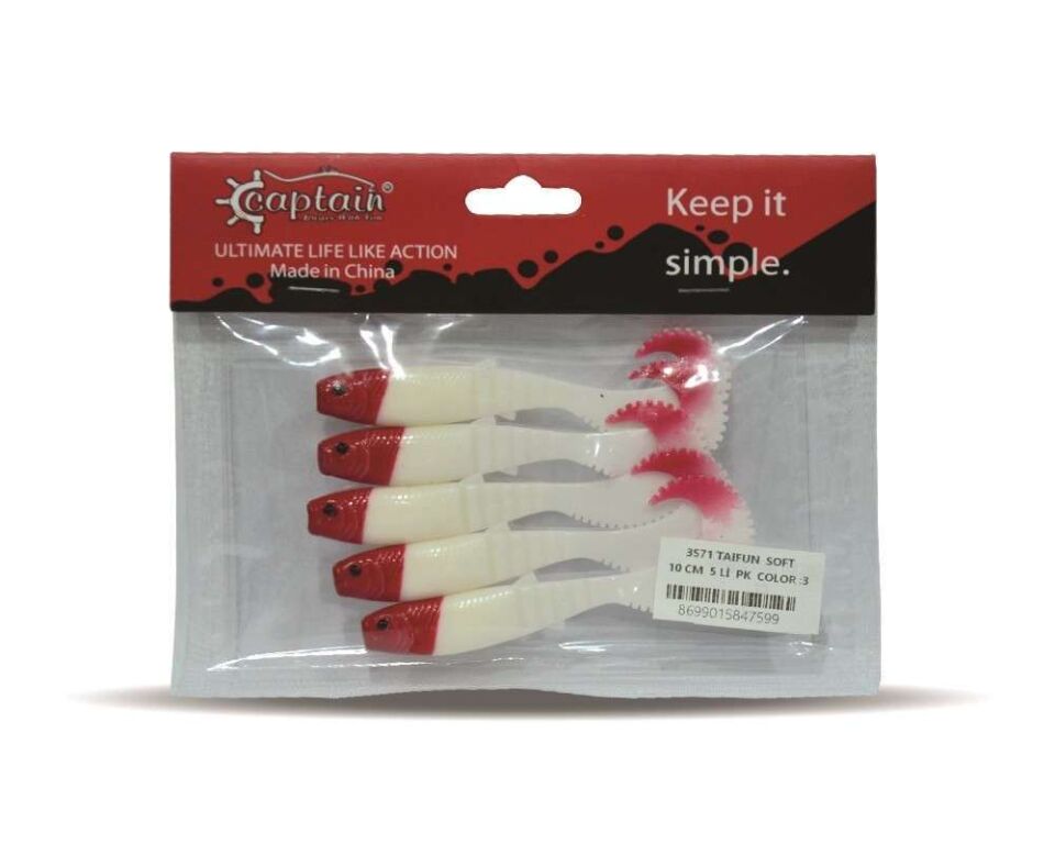 Captain 3571 Taifun Soft 10cm Levrek Silikonu 5li Paket Suni Yem 3