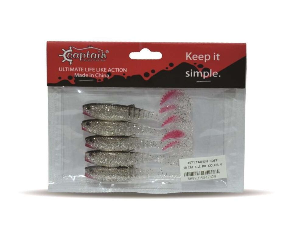Captain 3571 Taifun Soft 10cm Levrek Silikonu 5li Paket Suni Yem 6