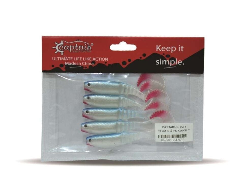 Captain 3571 Taifun Soft 10cm Levrek Silikonu 5li Paket Suni Yem 7