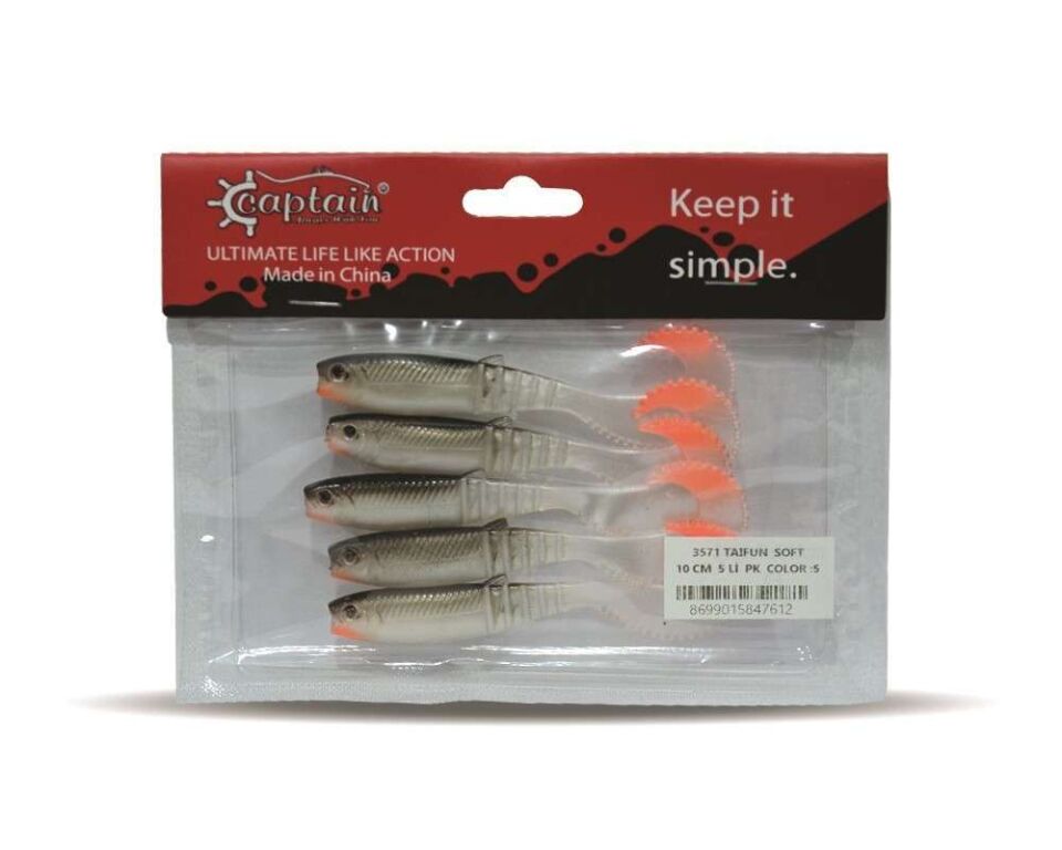 Captain 3571 Taifun Soft 10cm Levrek Silikonu 5li Paket Suni Yem 5