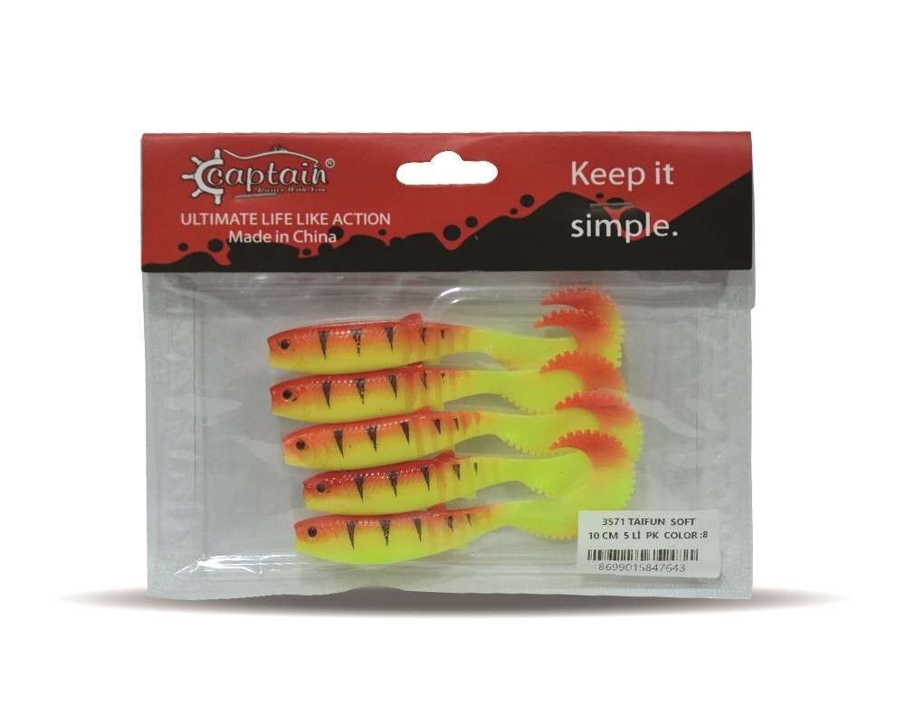 Captain 3571 Taifun Soft 10cm Levrek Silikonu 5li Paket Suni Yem 8