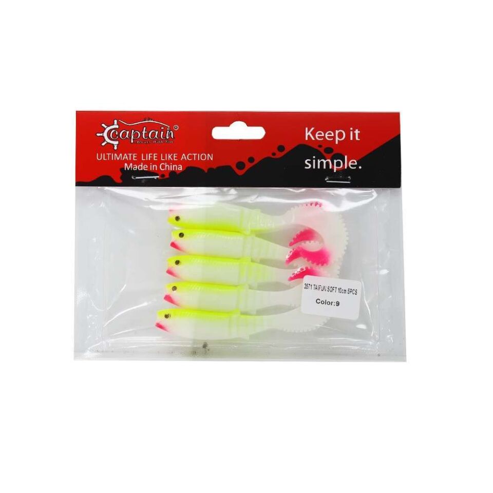 Captain 3571 Taifun Soft 10cm Levrek Silikonu 5li Paket Suni Yem 9