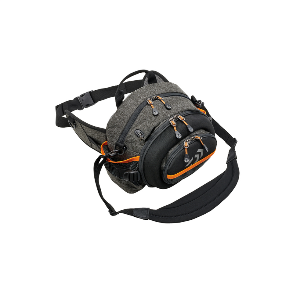 DAIWA BALIKÇI ÇANTASI GRİ TURUNCU BEL VE OMUZ ASKILI 30*22*18
