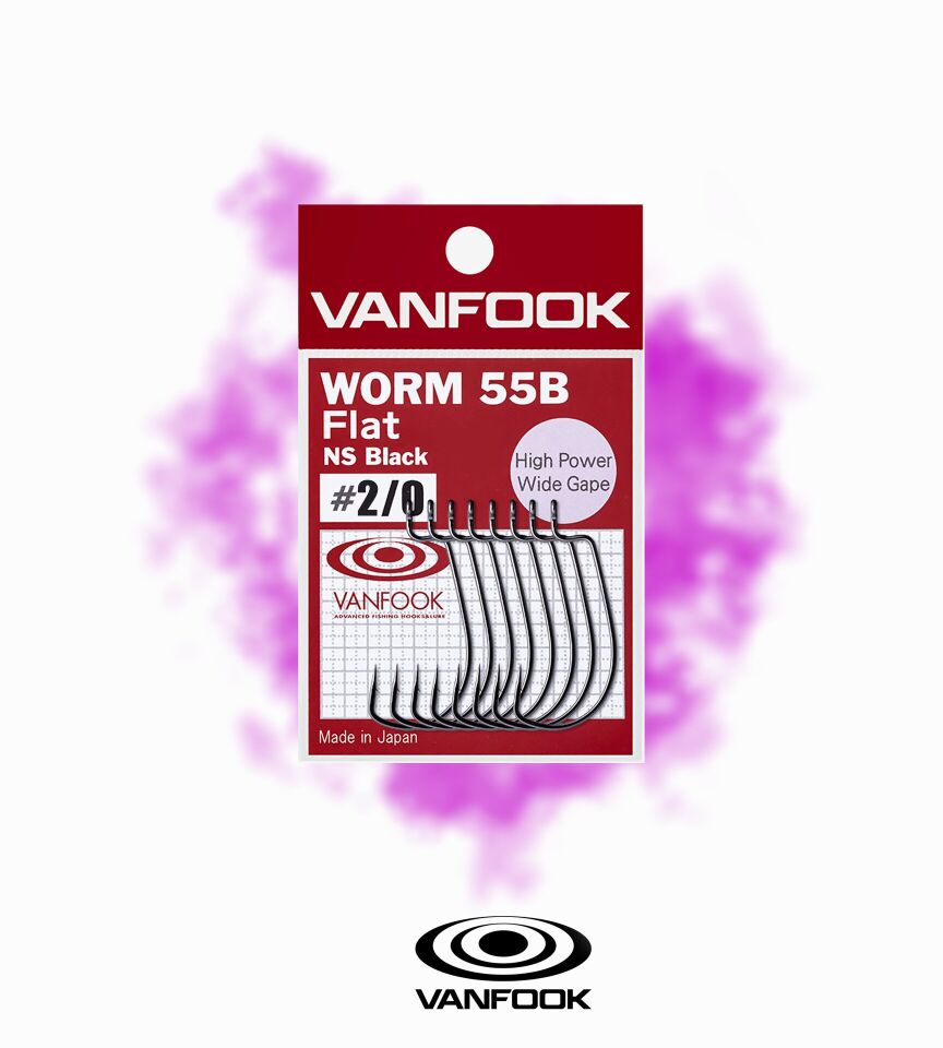 VANFOOK WORM-55B FLAT NS BLACK 6P #2/0