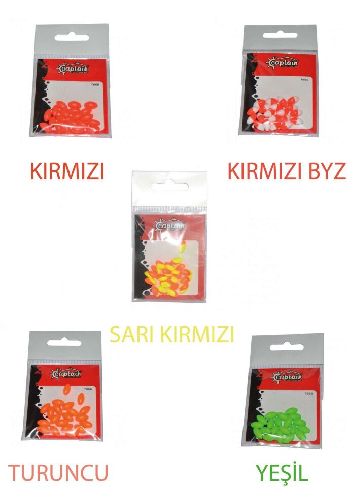 Captain 7666 Renkli Boncuk Oval 110mm Silikon Boncuk 20li Paket