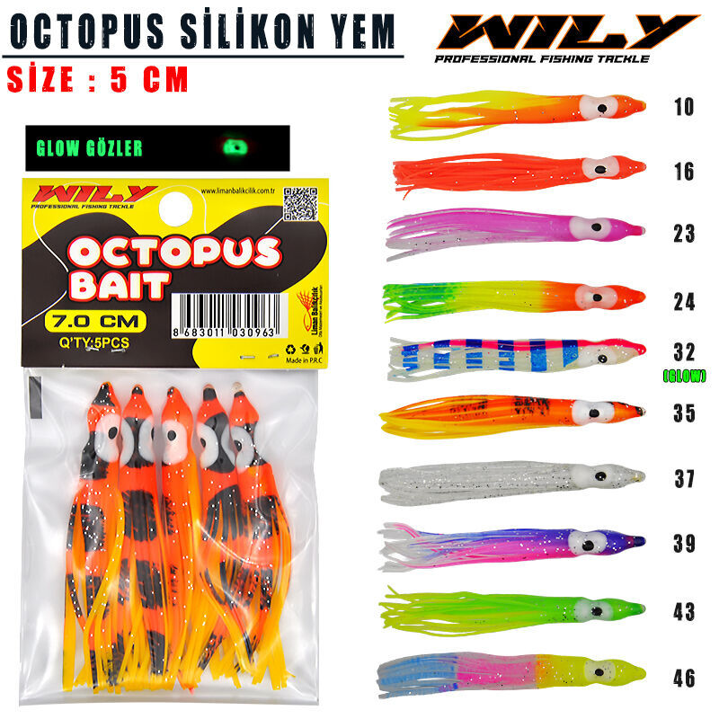 Wily Octopus 5 cm Silikon Yem