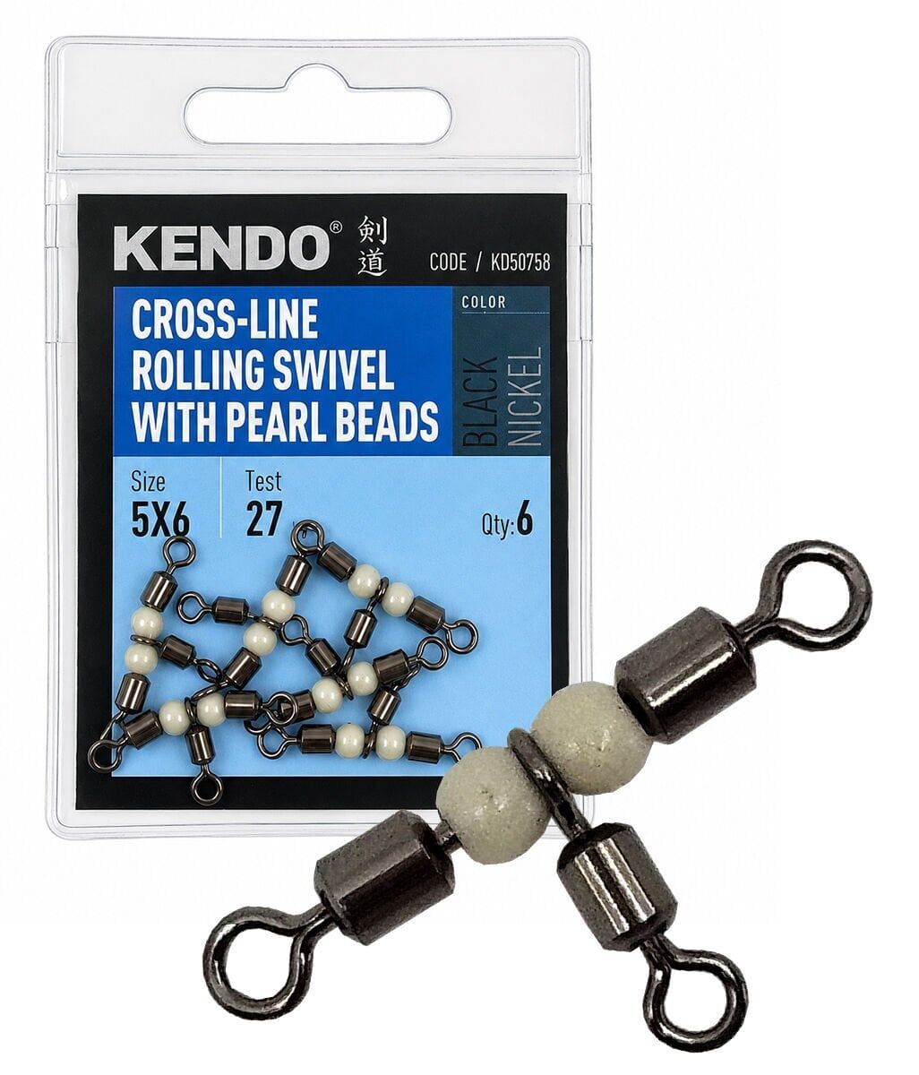 Kendo Cross-line Rolling Swivel With Pearl Beads 6 Adet