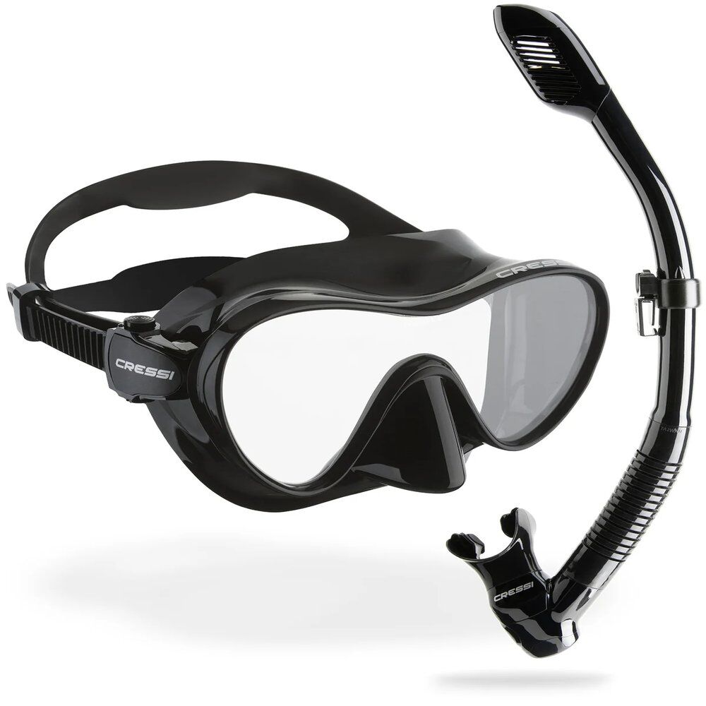 Cressi F1 Black + Dry Maske Şnorkel Seti BLACK