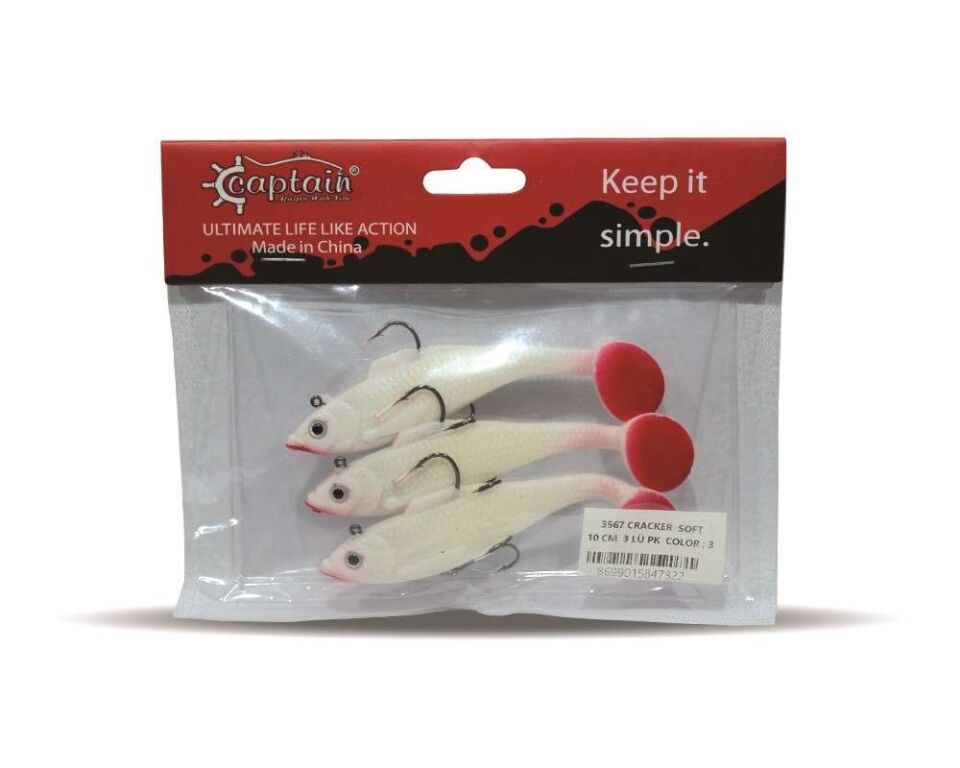 Captain 3567 Cracker Soft 10cm Levrek Turna Silikonu 3lü Set Suni Balık 3