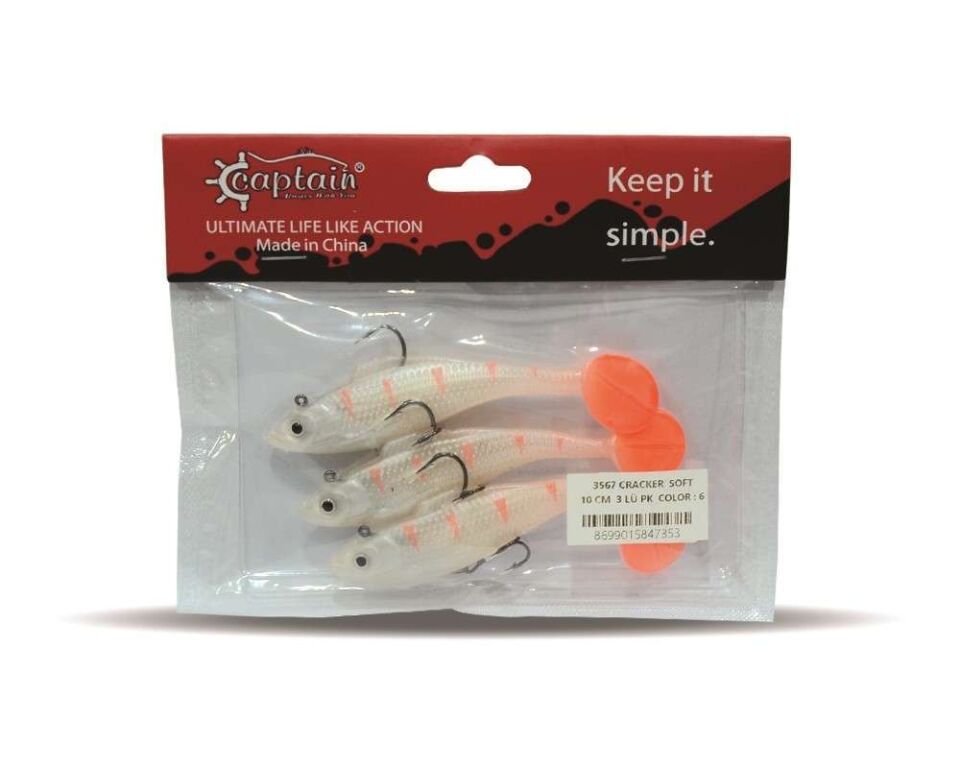 Captain 3567 Cracker Soft 10cm Levrek Turna Silikonu 3lü Set Suni Balık 6