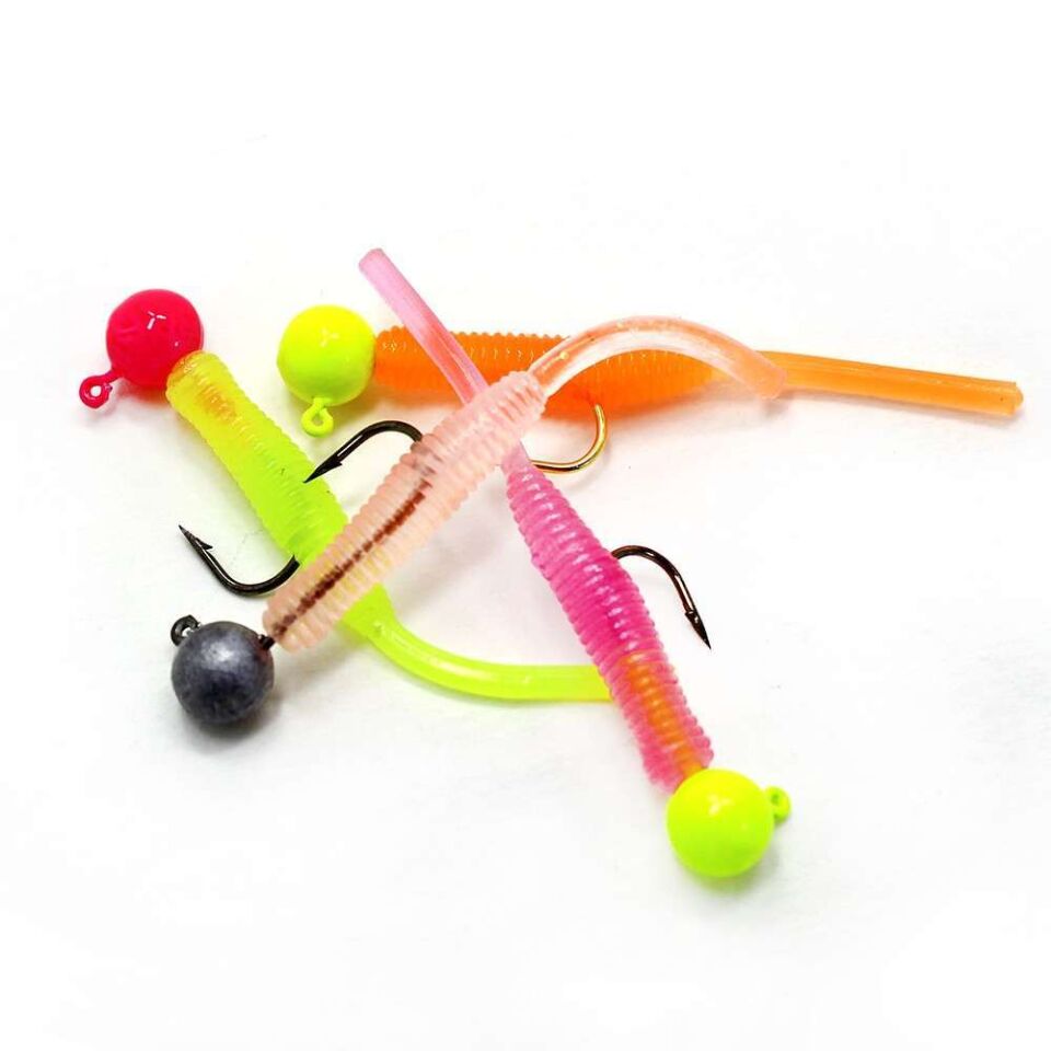 Captain 3521 Mini Worm 45cm Jig Headli LRF Silikon Yem 5li SET