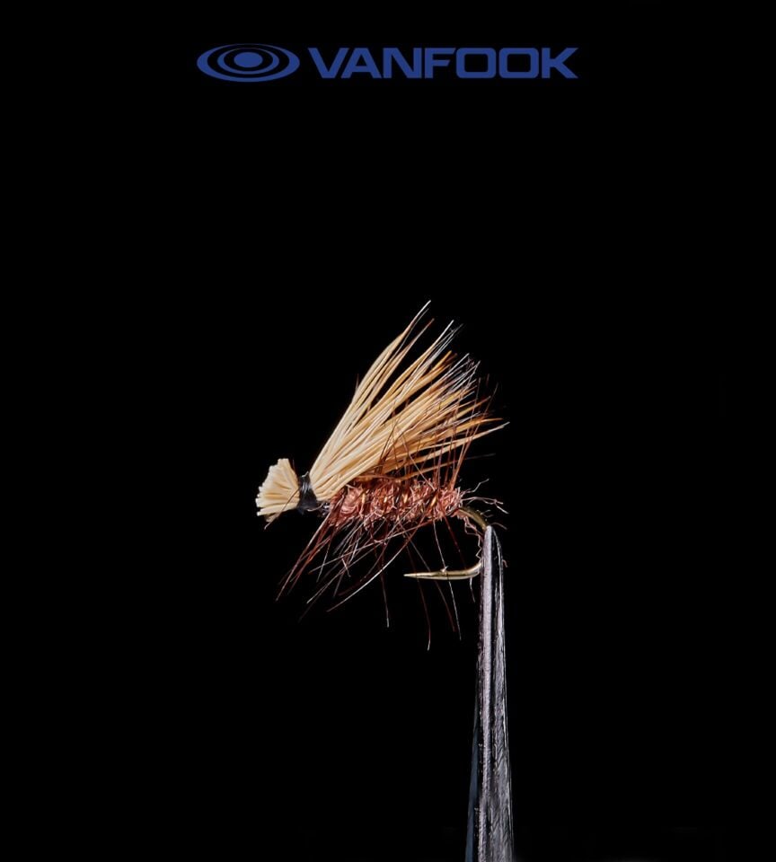 VANFOOK EC-1603 ELK HAIR CADDIS FLY 3P #16