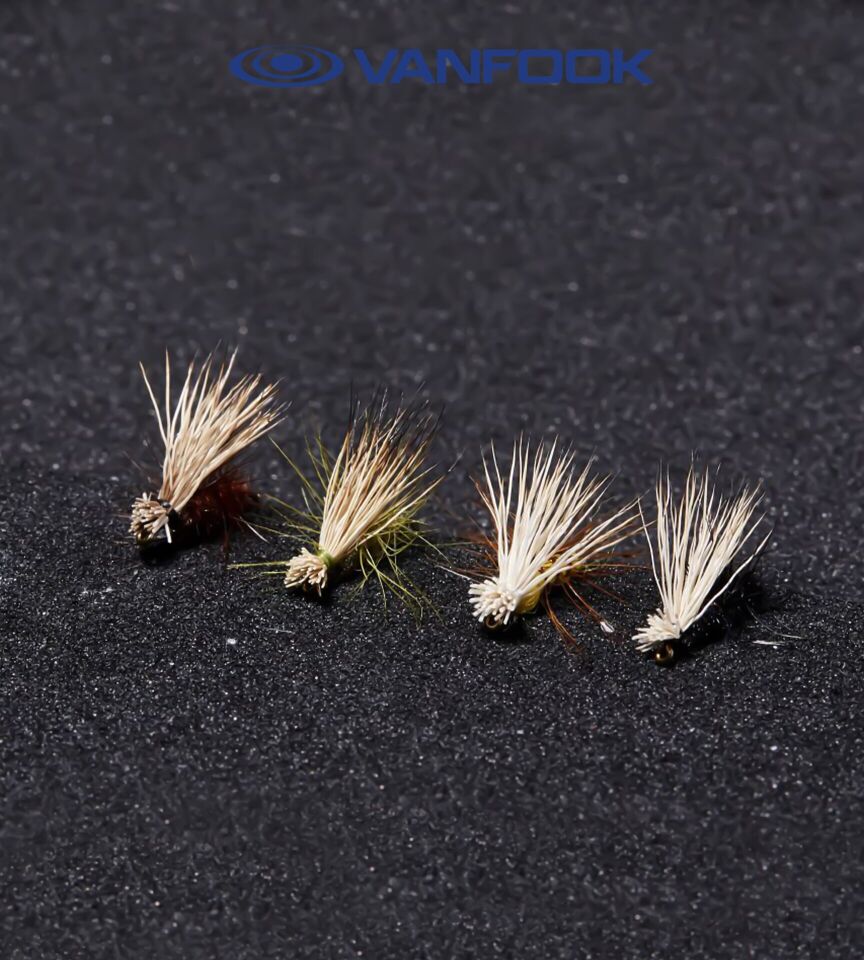 VANFOOK EC-1801 ELK HAIR CADDIS FLY 3P #18