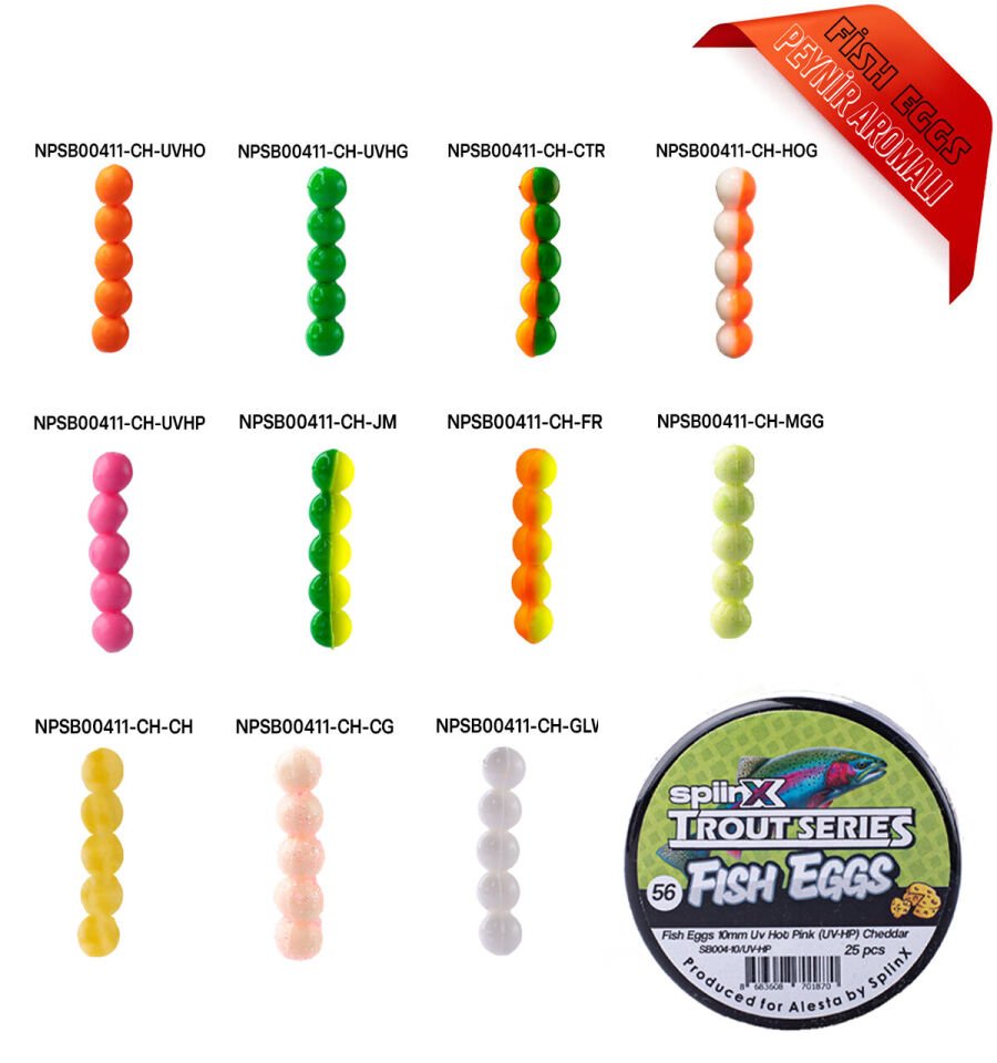 SPIINX FISH EGGS 10MM 25P CHEDDAR MOLD GREEN GLITTER 57