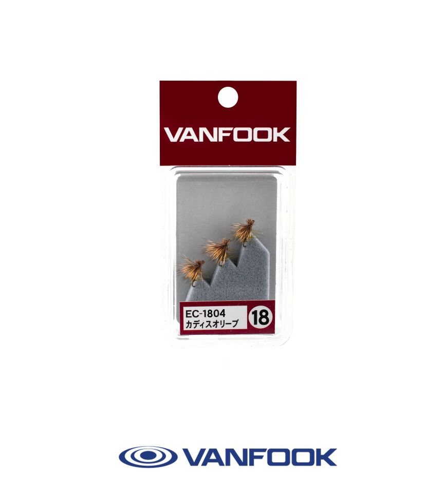 VANFOOK EC-1804 ELK HAIR CADDIS FLY 3P #18