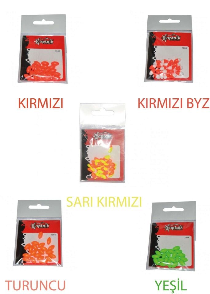 Captain 7666 Renkli Boncuk Oval 110mm Silikon Boncuk 20li Paket