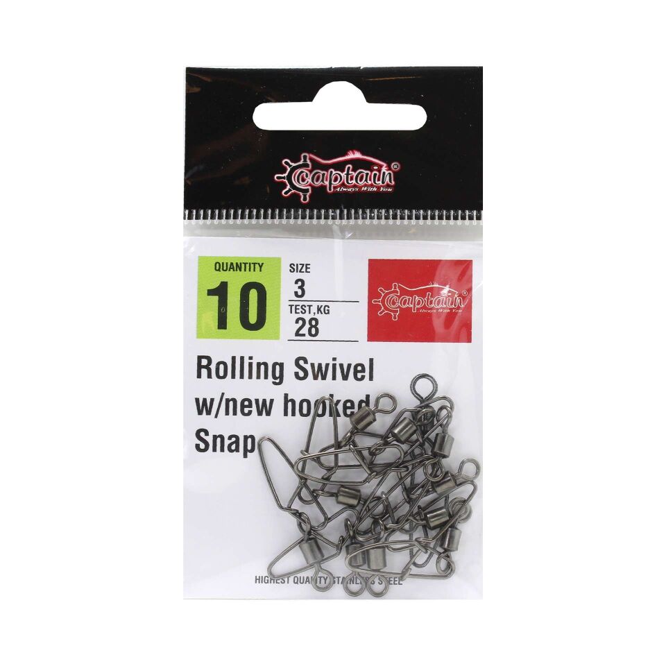 Captain 5033 New Hoked Klips 10lu Paket Black Nikel